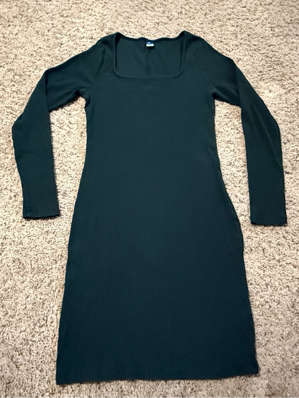 Old Navy Dark Teal Ribbed Long Sleeve Midi Dress